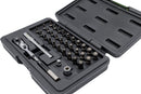 Vim Tools FRBB34 Flex Head Ratchet 34 Piece Ball End Bit Set, Hex Inch 3/32"-3/8"/Hex Metric 2mm-10mm/Torx T10-T55, T-Handle w/Spinner Sleeve and 1/4" Socket Adapter