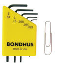Bondhus 35393 Micro Mini Inch Hex Key Set (L-Wrenches) 5 Pieces .028" to 5/64"