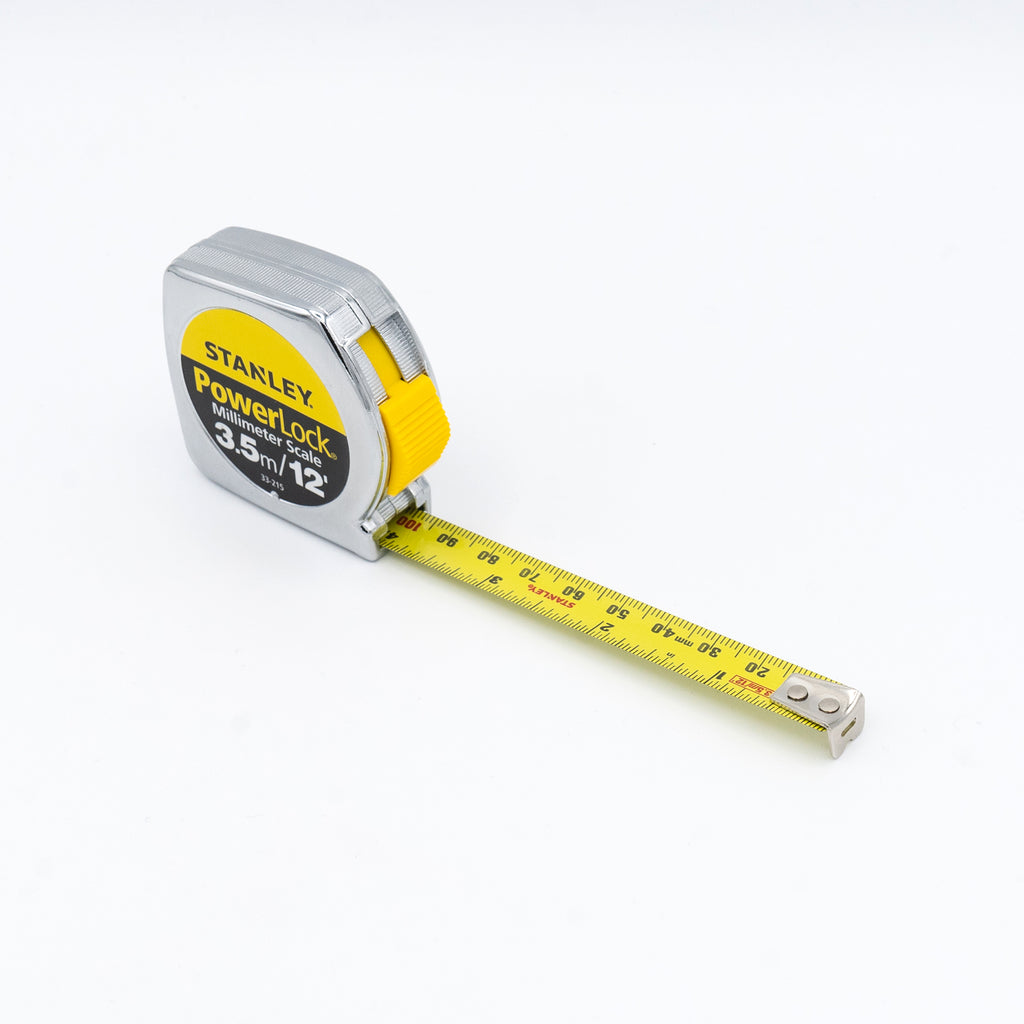 Stanley 33-215 Measuring Tape, 12 ft L Blade, 1/2 in W Blade, Steel Blade, Die-Cast Metal Case, Chrome Case