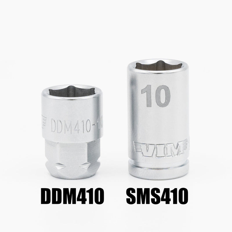 Vim Tools DDM400 Low-Profile Dual Drive Metric Socket Set 6mm-14mm, 1/4" Square Drive plus 11mm Hex Outer Drive