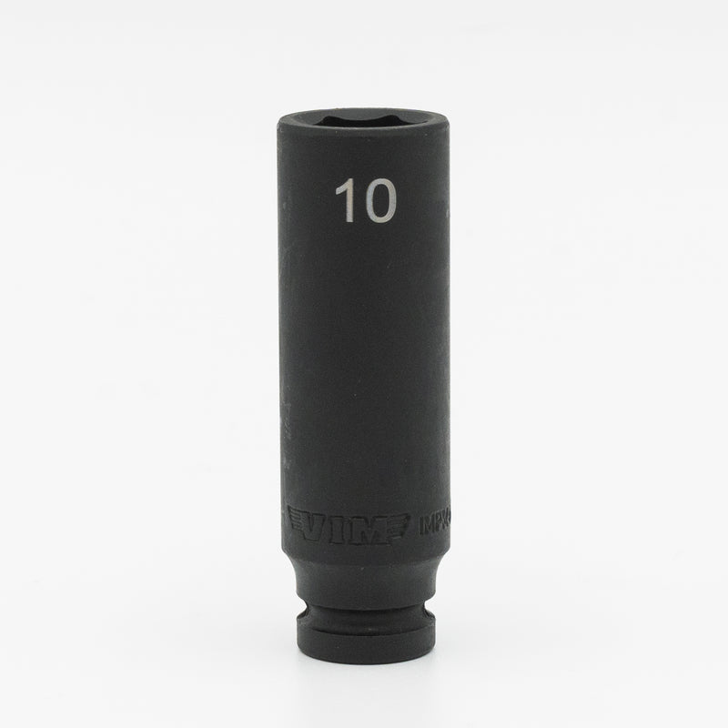 Vim Tools IMPM410D Metric 10mm 6-Point CR-MO Deep Impact Socket, 1/4" Square Drive