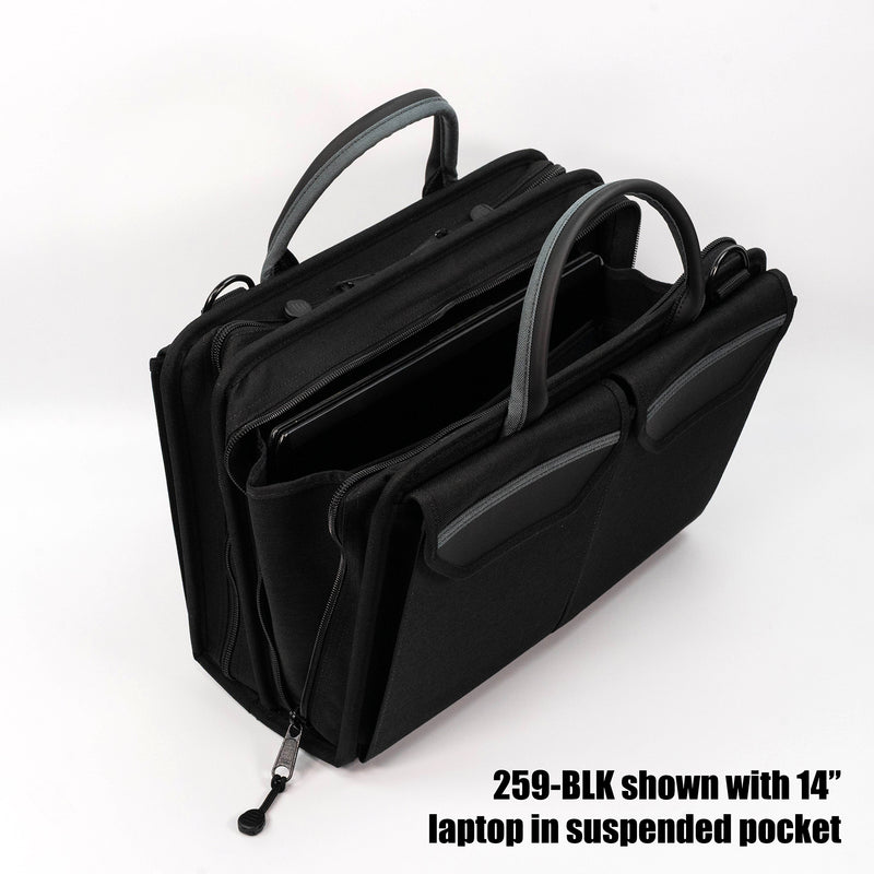 Crawford 259-BLK Double-Sided 2-Compartment Soft Sided Zipper Tool Case with Laptop Storage 16" x 11-1/2" x 6"