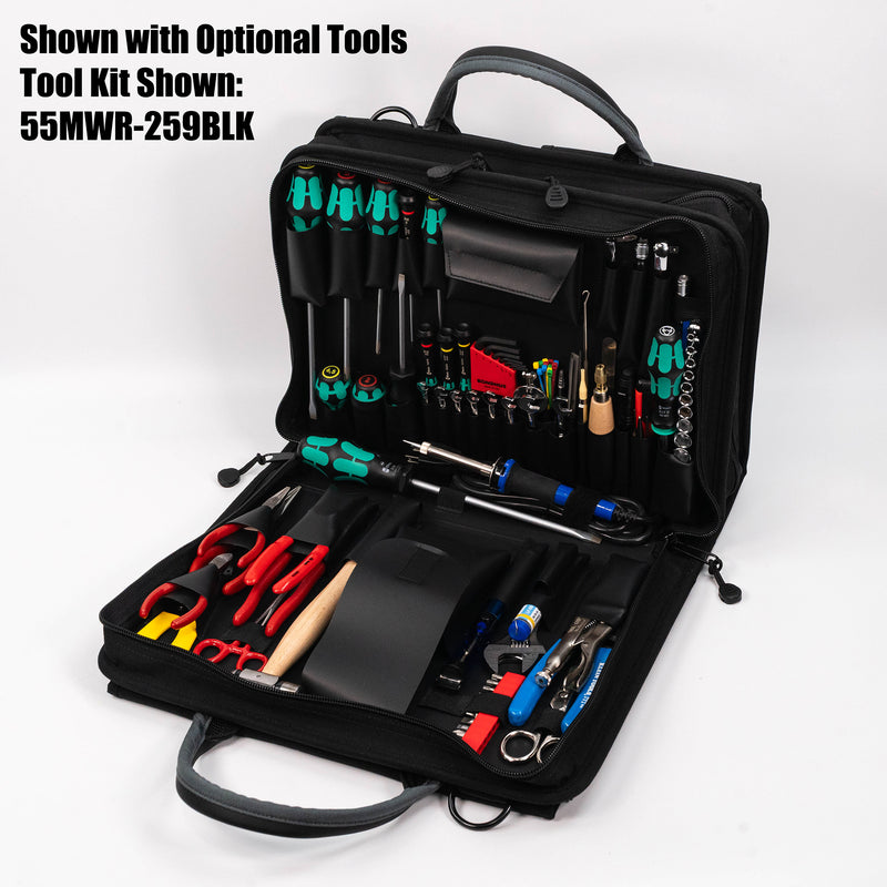 Crawford 259-BLK Double-Sided 2-Compartment Soft Sided Zipper Tool Case with Laptop Storage 16" x 11-1/2" x 6"