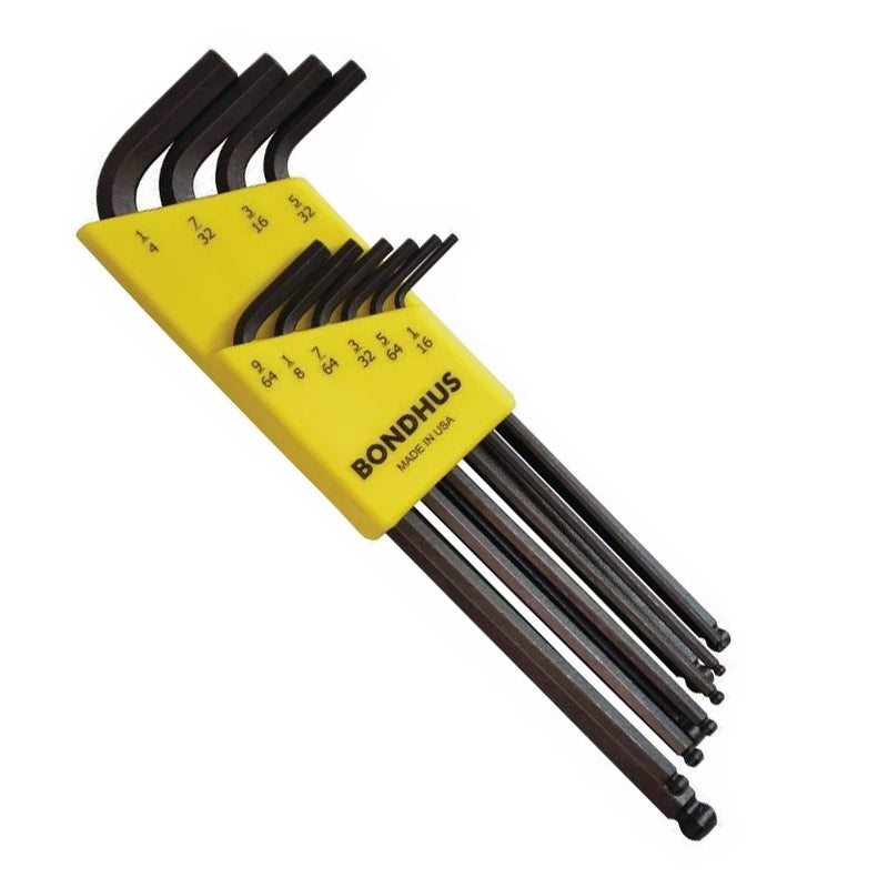 Bondhus 10938 Ball End Inch Hex Key Set 10 Pieces 1/16" to 1/4"