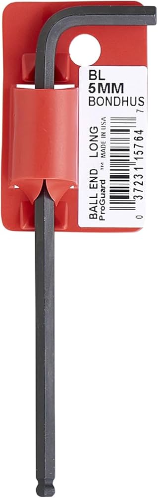 Bondhus 15764 Ball End Metric L-Wrench Hex Key 5mm Tagged and Barcoded