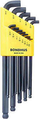 Bondhus 16537 Stubby Ball End Inch L-Wrench (Hex Key) Set .050" to 3/8"