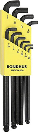 Bondhus 16538 Stubby Ball End Inch Hex Key Set 1/16" to 1/4" (Stubby L-Wrenches)