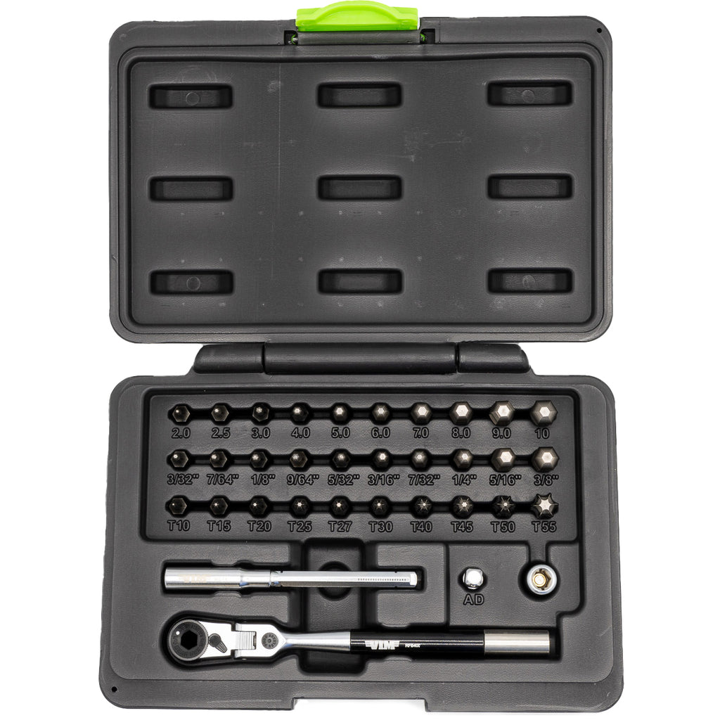 Vim Tools FRBB34 Flex Head Ratchet 34 Piece Ball End Bit Set, Hex Inch ...