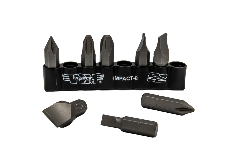 Vim Tools IMPACT-8 Phillips and Slotted Impact Bit Set, 8 Piece 5/16" Shank 1/4", 5/16", 3/8", 1/2" Slotted Flat Blade and Phillips