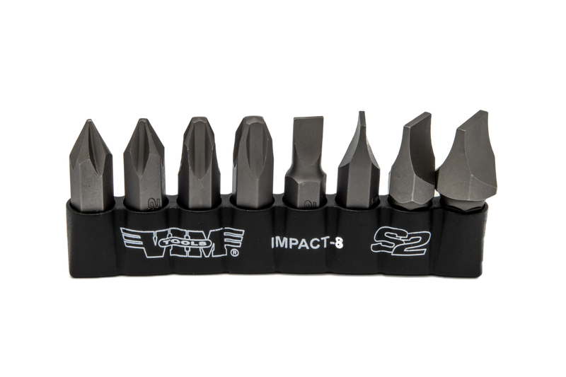 Vim Tools IMPACT-8 Phillips and Slotted Impact Bit Set, 8 Piece 5/16" Shank 1/4", 5/16", 3/8", 1/2" Slotted Flat Blade and Phillips