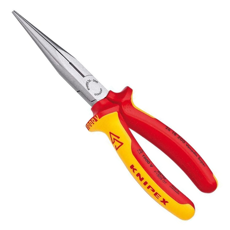 Knipex 26 18 200 8" Long Nose Pliers with Side Cutters- 1000V Insulated