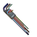 Bondhus 69699  Metric Extra Long Ball End Hex Key Set 1.5mm to 10mm (9PC) L-Wrenches with ColorGuard Finish