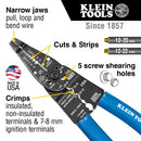 Klein 1010 Wire Crimpers, Long Nose Multi Tool Cuts/Strips/Crimps 22-10 AWG