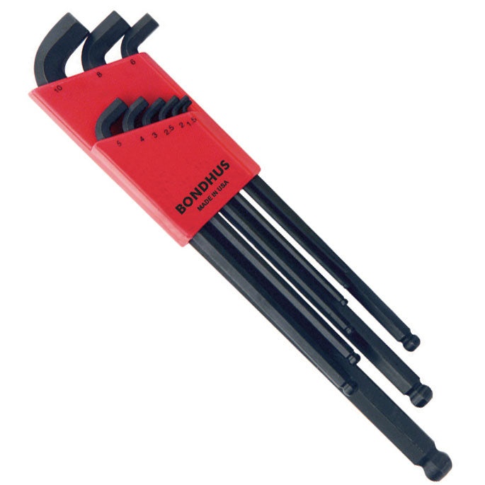 Bondhus 16599 Stubby Ball End Metric Hex Key Set 9 Pieces 1.5mm to 10mm (Stubby L-Wrenches)