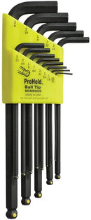 Bondhus 74937 ProHold Ball End Inch Hex Key Set 13 Pieces .050" to 3/8"