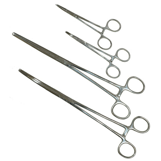 Crawford Tool F4 Straight 5", Curved 5", Straight 10", Curved 10" Forceps/Hemostat Locking Clamp Set
