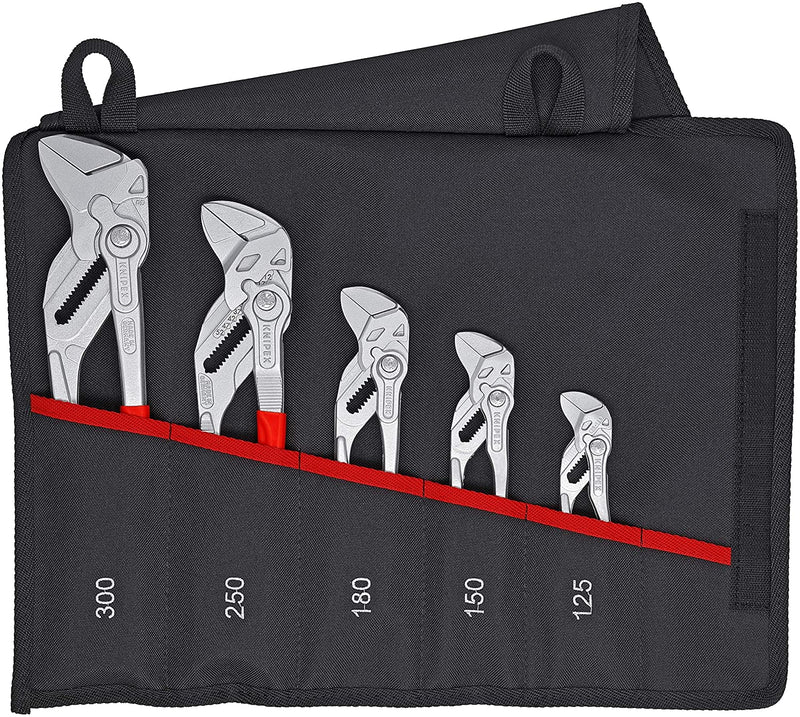 Knipex 00 19 55 S4 Pliers Wrench 5 Piece Set 5", 6", 7", 10" and 12" with Tool Roll