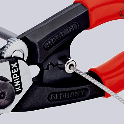 Knipex 95 61 190 Wire Rope Cutter (Wire Rope Shears) with Crimping Dies