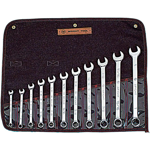 Wright Tool 911 11 Piece Combination Wrench Set (Inch) 3/8" through 1" Full Polish Finish