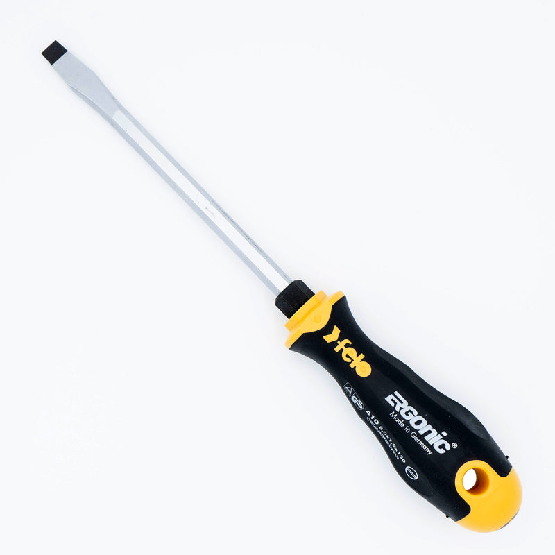 Felo 52789 Slotted 5/16" (8mm) x 6" (150mm) Flat Blade Ergonic Screwdriver with Hex Bolster