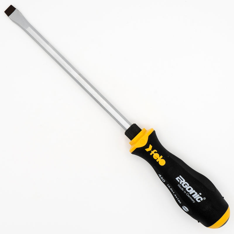 Felo 64527 Slotted 3/8" x 7" Ergonic Chiseldriver with Hammer Cap Flat Blade Screwdriver