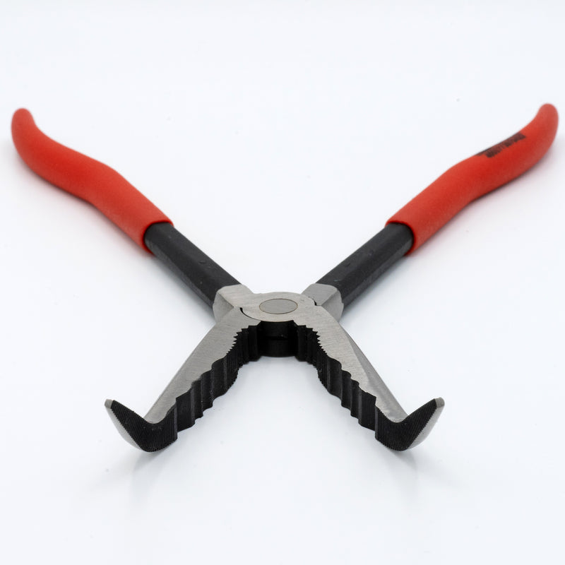 Thin Bent Chain Nose Pliers With Safety Ring