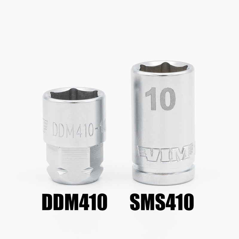 Vim Tools DDM410 Metric 10mm Low-Profile Dual Drive 6-Point Socket, 1/4" Square Drive plus 11mm Hex Outer Drive